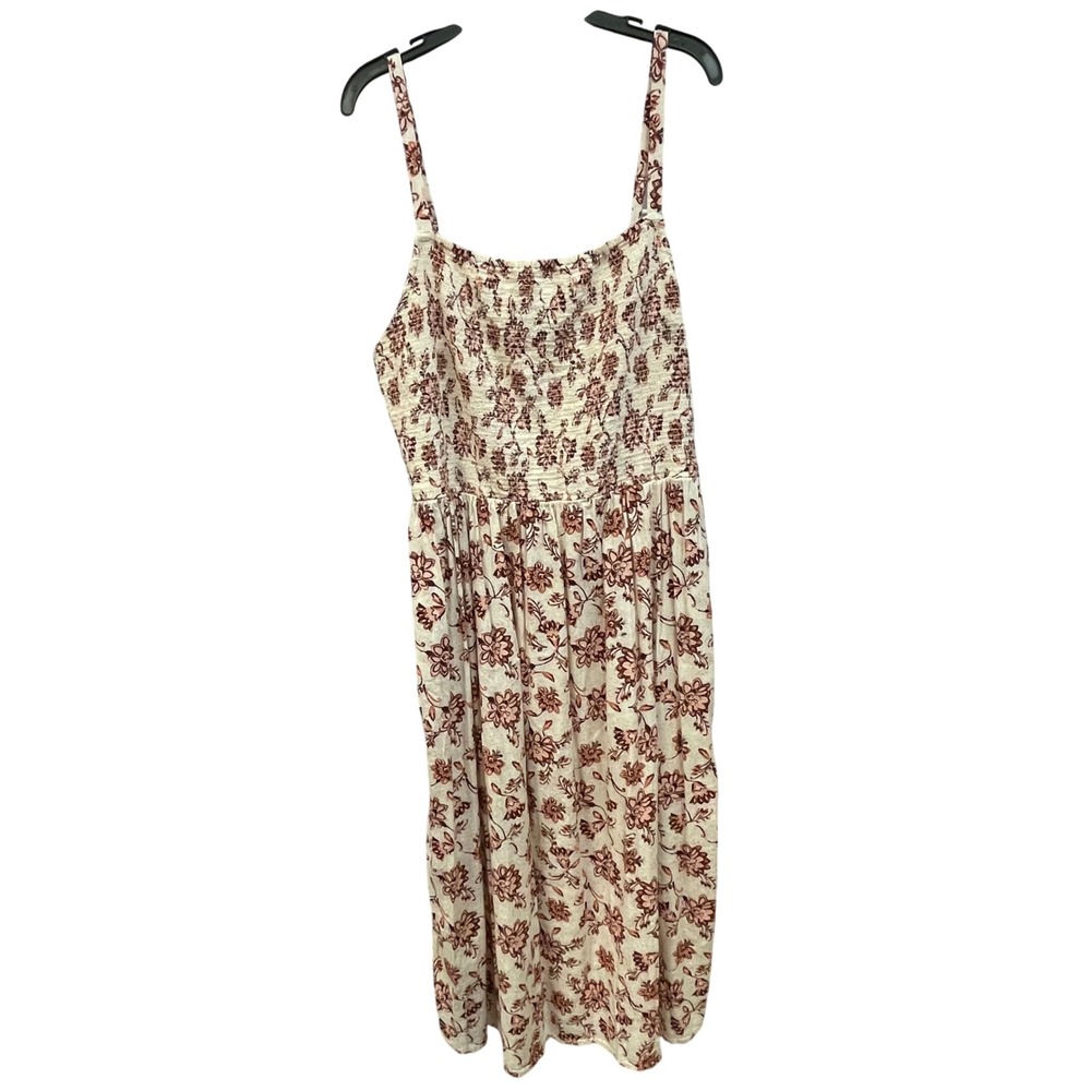 Old Navy Cream and Brown Floral Midi Dress
